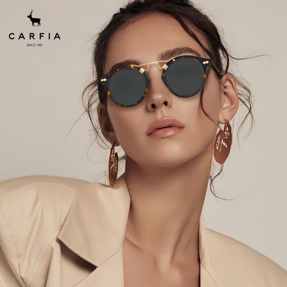 Small Acetate Polarized Sunglasses Women Men UV Protection Retro Round main image 9
